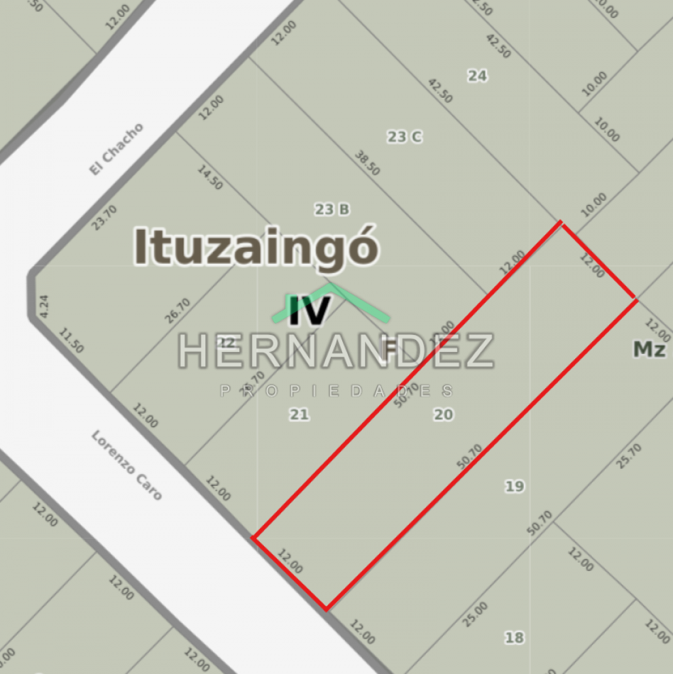 Venta Terreno Lote Ituzaingo 608m2